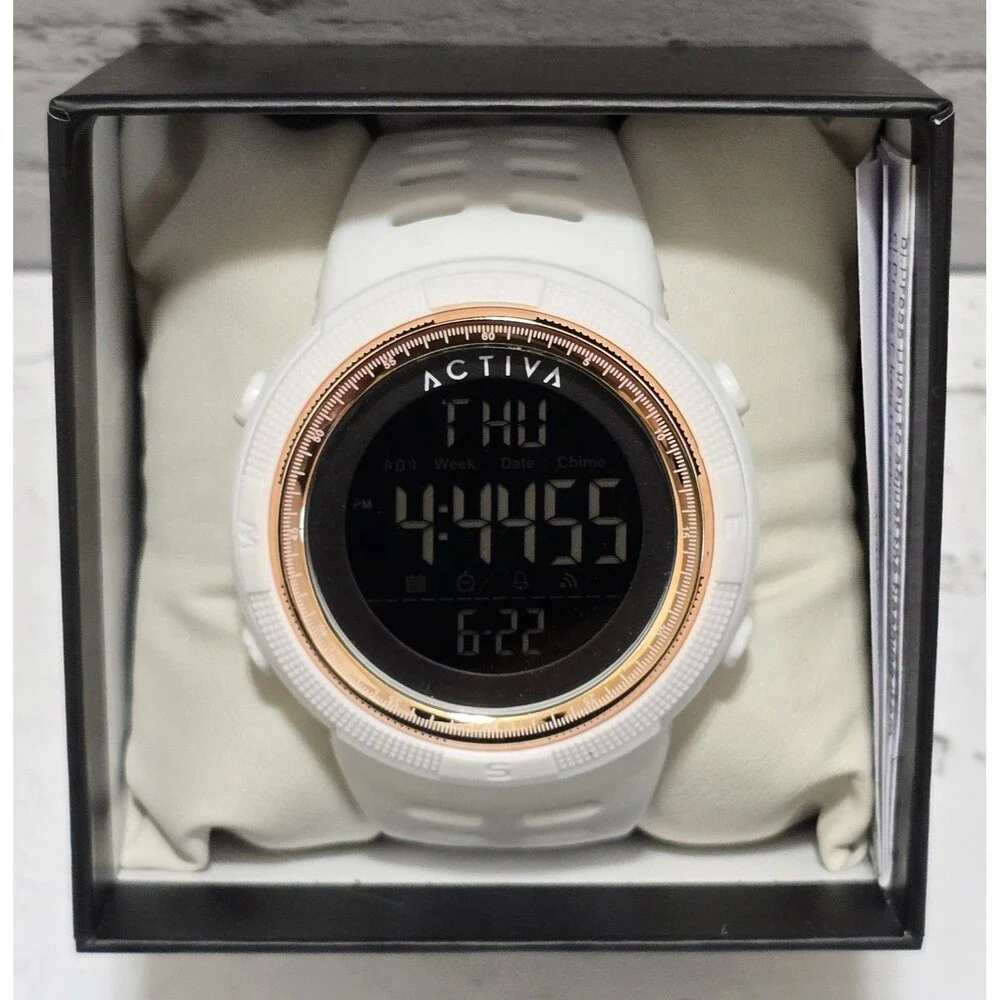 Activa X Invicta Men’s 50mm Digital Sport Watch White ACW1915-013 Brand New
